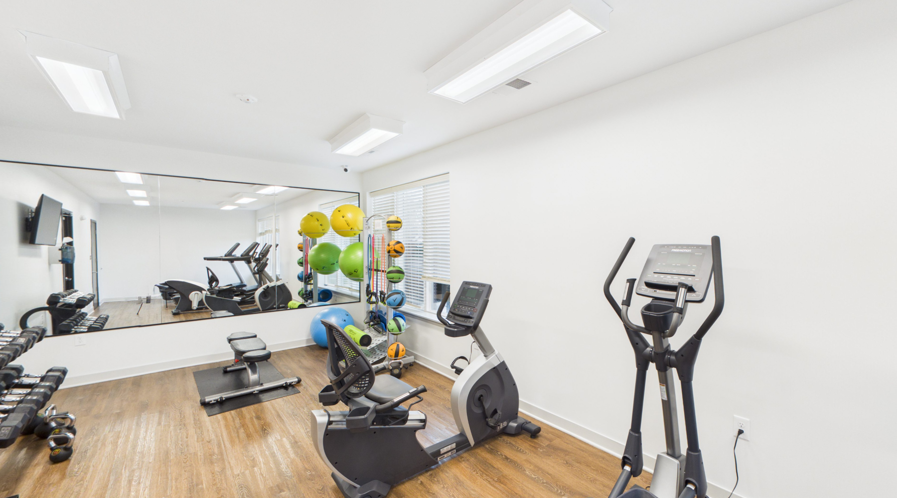 Gym with workout equipment