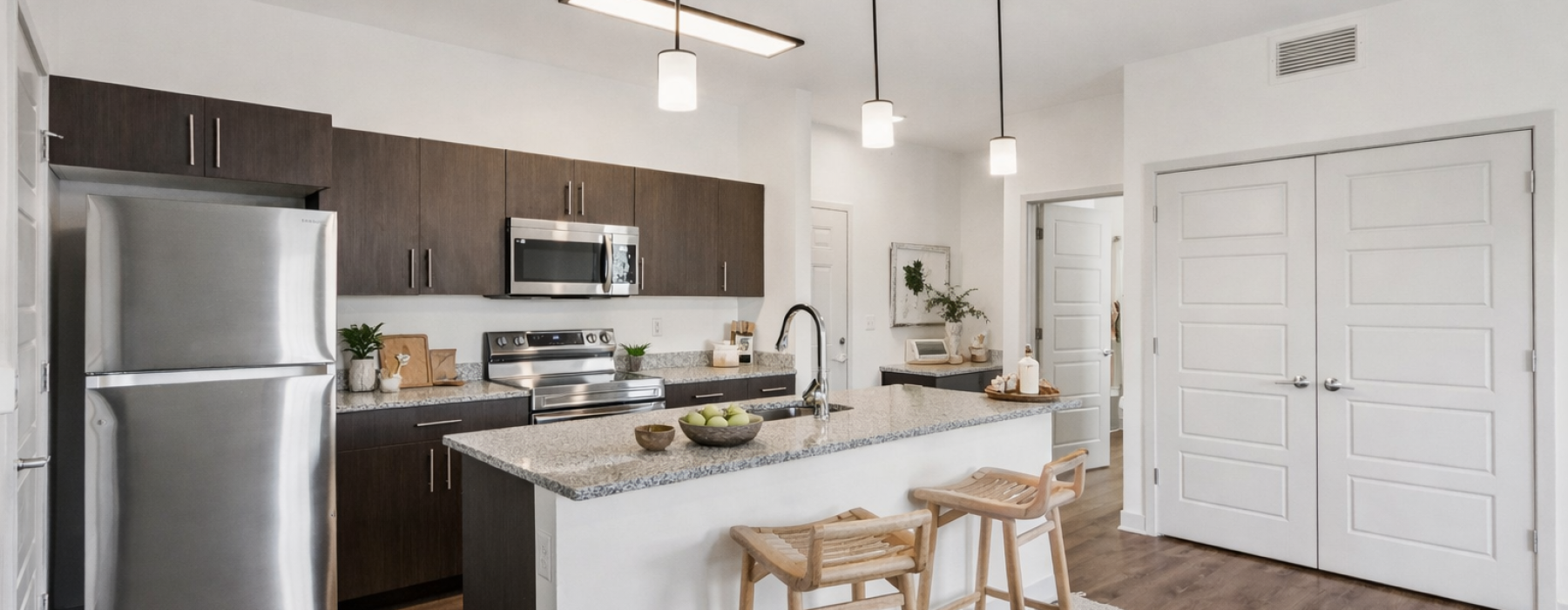 kitchen and bar area