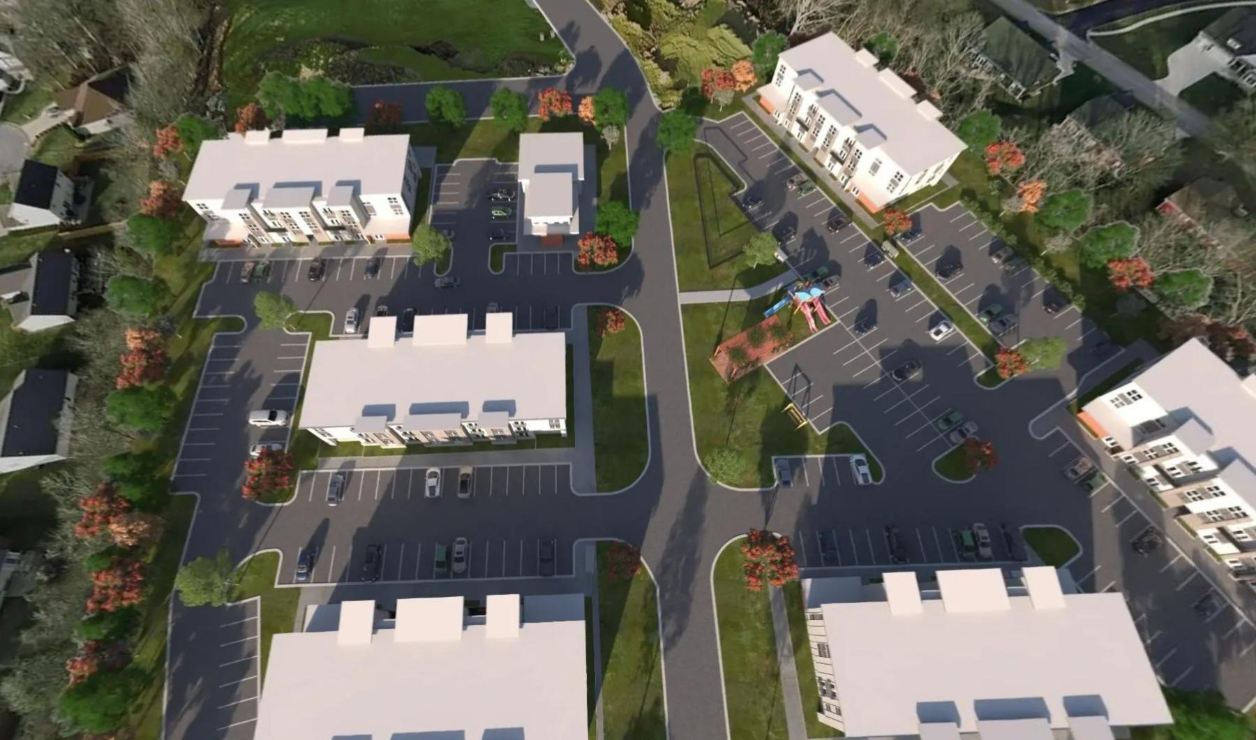 Settle into comfort at 46 Flats aerial view of a complex